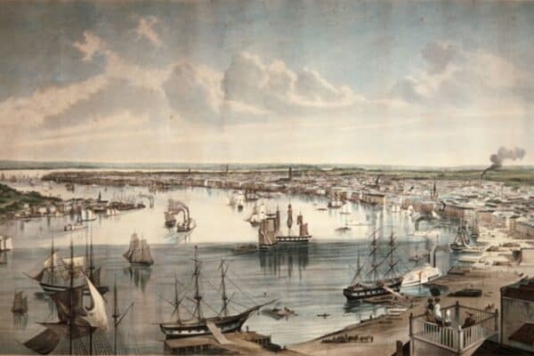 The harbor in New Orleans in 1850 far exceeded the size of any Norwegian harbor.