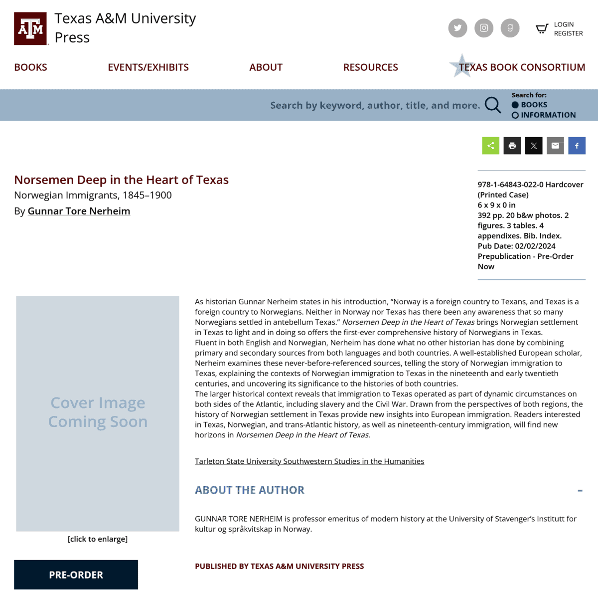 Page from The 2024 book catalogue from Texas A&M University Press
